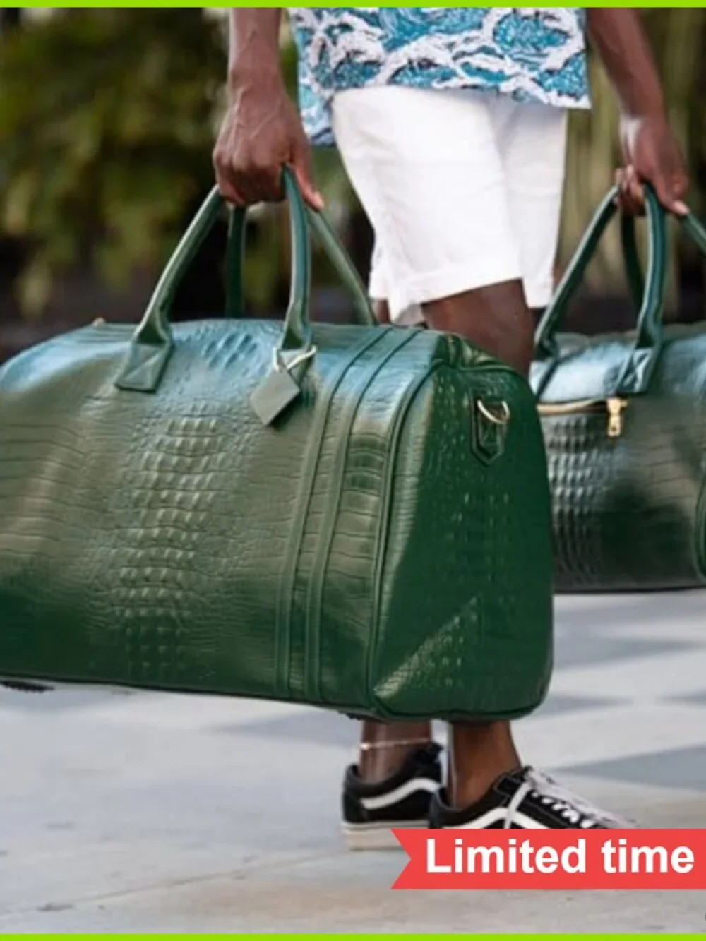 Vegan Leather Duffle Bag TSA-Approved Carry-On Weekender Travel Gym Overnight